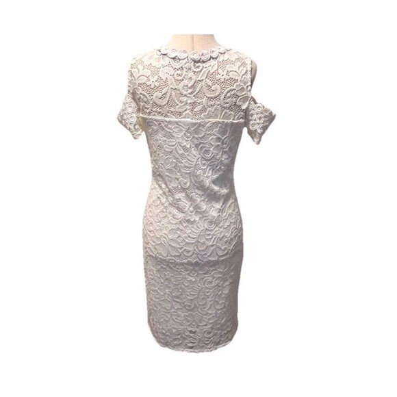 Ambiance SIZE Large Lace Croquette Romantic Fitted Cold Shoulder Mini Dress - Picture 3 of 10